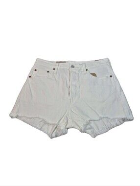 Levi's 501 Women Size 29 Button Fly High Rise Distressed White Jean Shorts 28